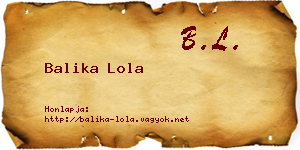 Balika Lola névjegykártya
